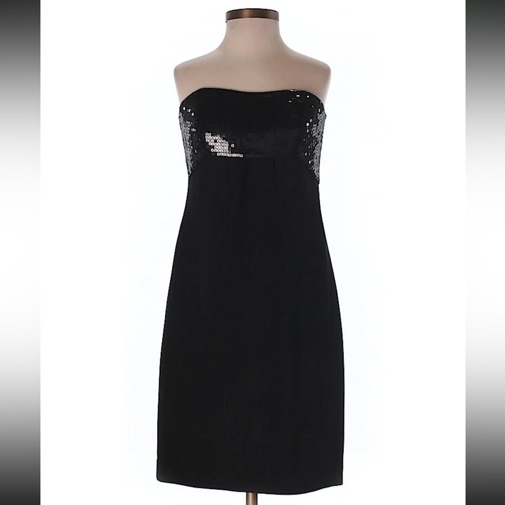 Ann Taylor Black Sequin Strapless Cocktail Black Dress LBD Size: 10 NWT
